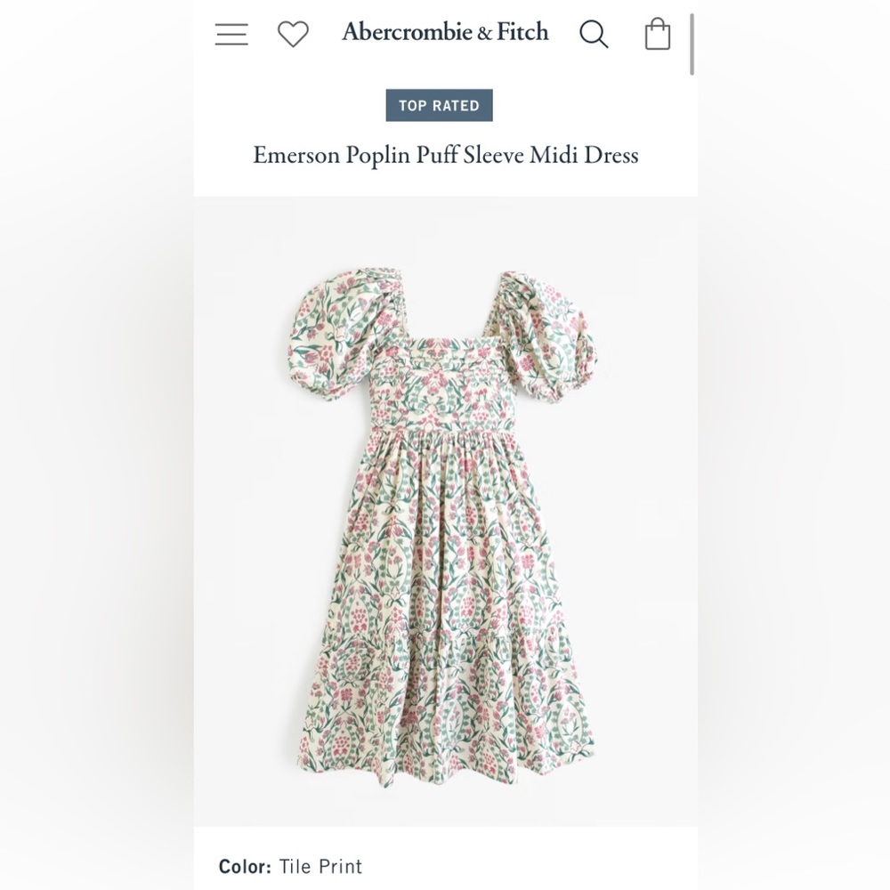 Brand new never worn Emerson Poplin Puff Sleeve Midi Dress from Abercrombie